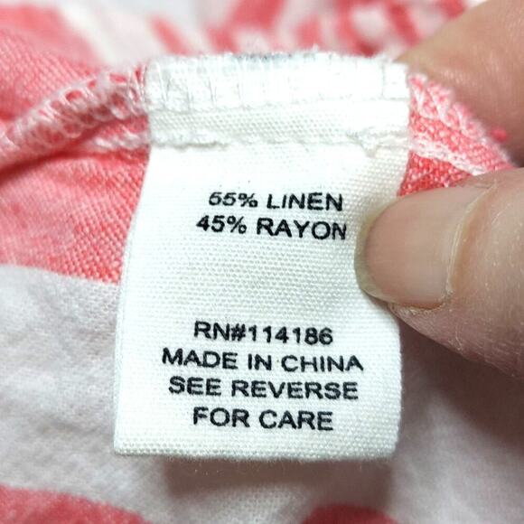 ady p Women's Pink and White Linen Blend Multi-Striped High Waisted Shorts - Picture 4 of 5